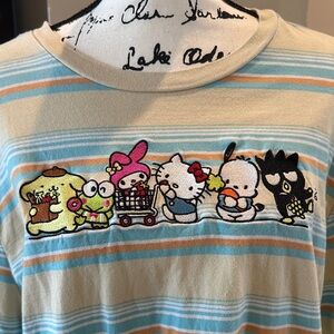 Sanrio Pastel Stripe Tee with Hello Kitty & Friends SIZE  XL